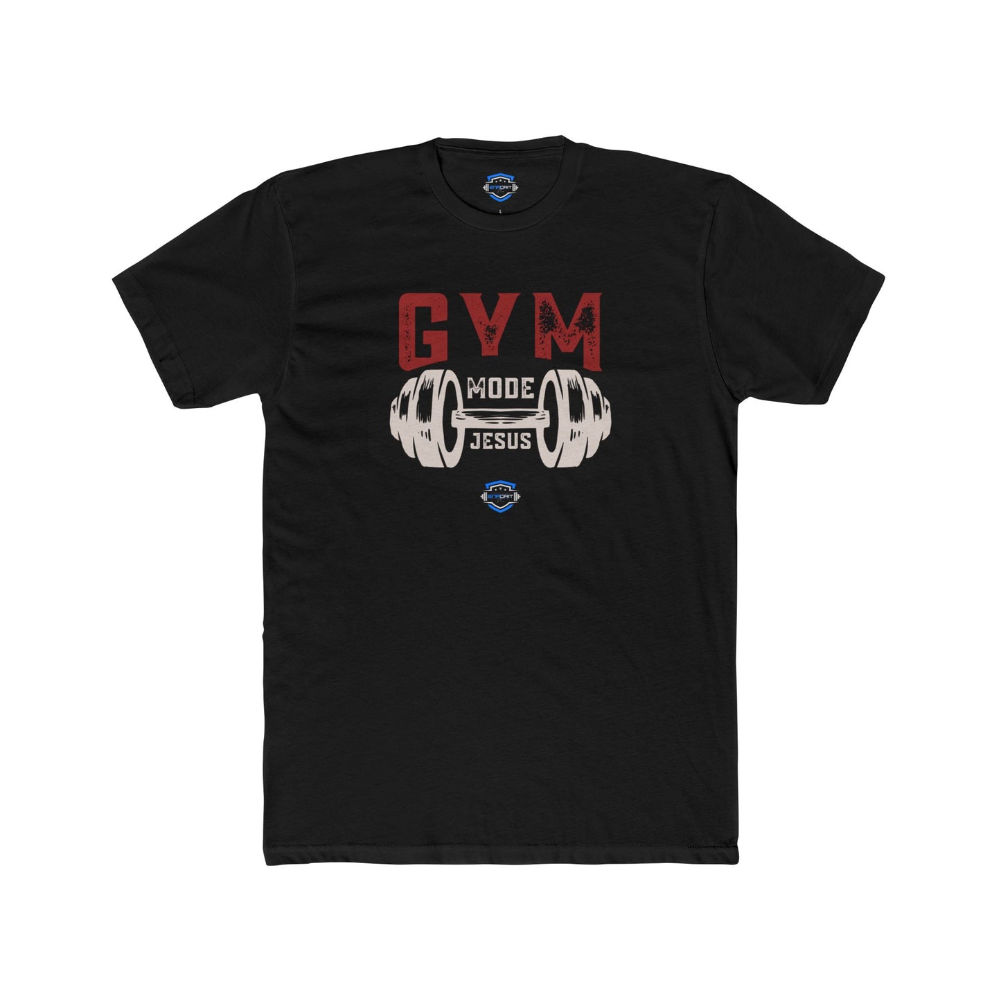 Crew Tee - Gym Mode Jesus T-Shirt with Fitness Quote