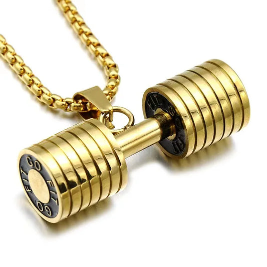 Barbell Dumbbell Gym Necklace Fitness Jewelry